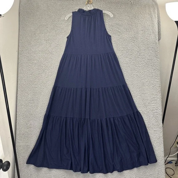 NWOT Lilly Pulitzer Malone Maxi Dress Tiered Navy Blue Preppy Cotton Women Small - Picture 3 of 9